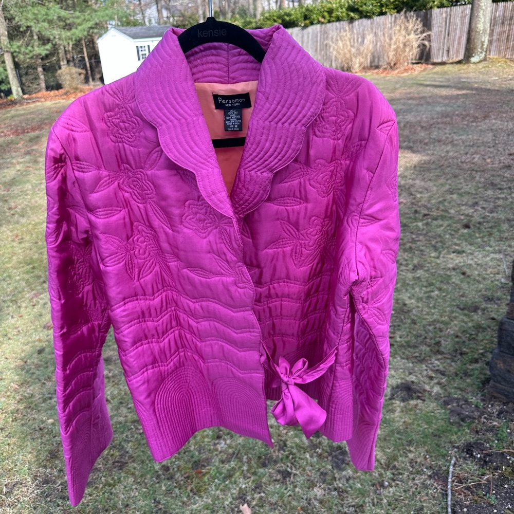 Vintage Silk Pink Rose Patterned Jacket